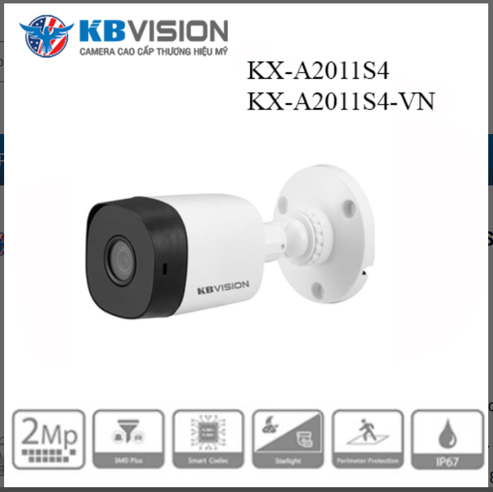 Camera Kbvision KX-A2111C4 2MP 4in1 (CVI, TVI, AHD, Analog) - Ảnh 3